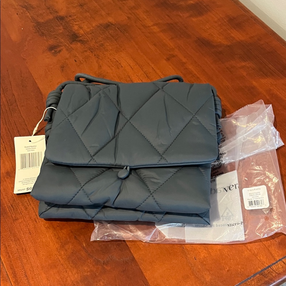 NWT Vera Bradley Dark Slate Quilted Crossbody Bag